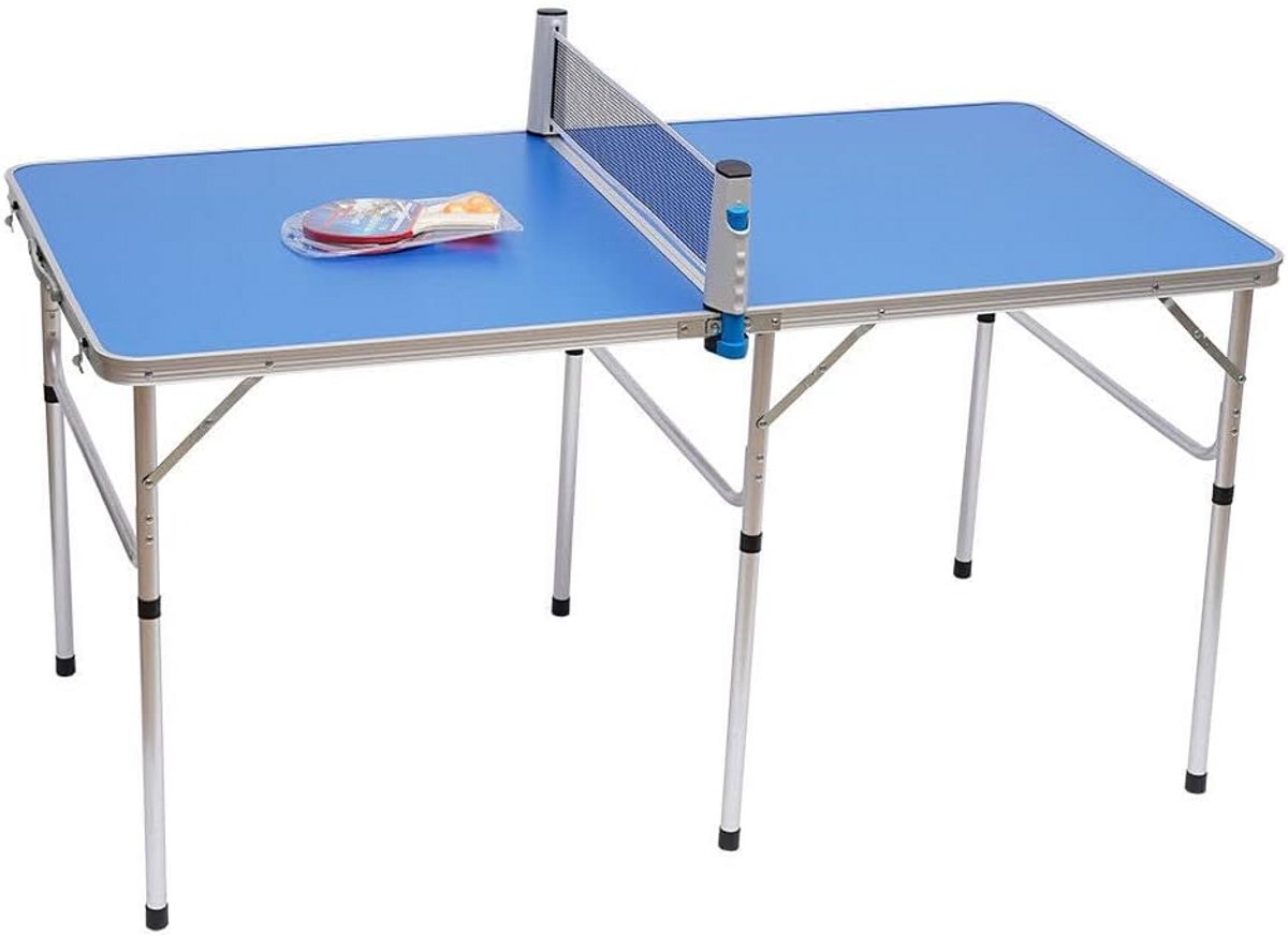 Opvouwbare tafeltennistafel 152x76x76 cm inclusief net, 2 batjes en 3 ballen - compleet set voor binnen en buiten