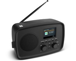 MEDION DAB+ radio met Bluetooth DRE-1 (DAB Plus, FM-radio, druppelbescherming, telescoopantenne, wekker, sluimerfunctie, instelbare display-dimmer, ASA-noodwaarschuwingssysteem), zwart