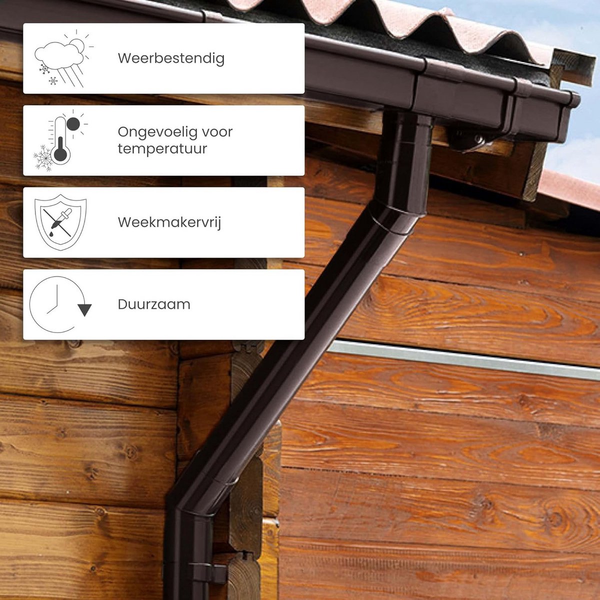 Regenpijp Kunststof 200cm 100mm Donkerbruin voor Hemelwaterafvoer