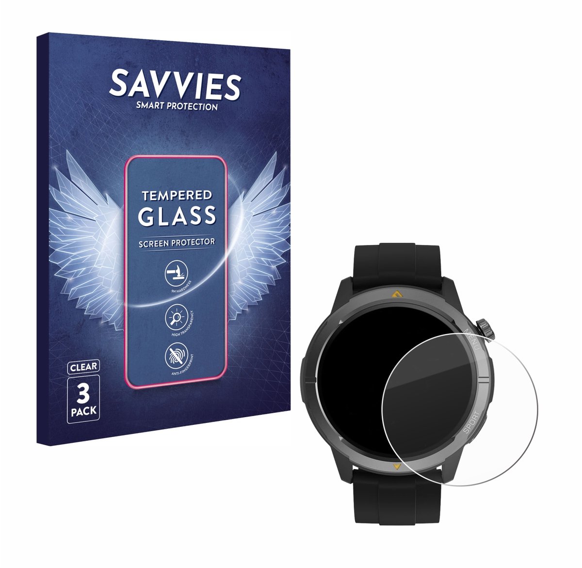 Savvies - Glas Screenprotector voor AGM Legion Watch 1.43" - Gehard Beschermglas 9H 3 Stuks