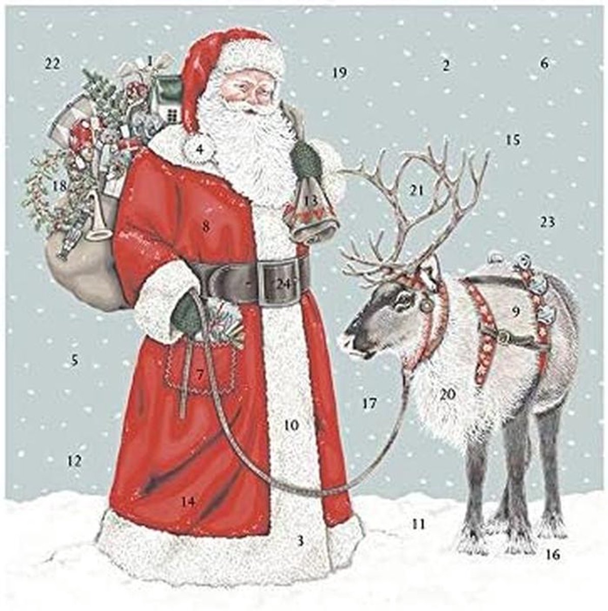 Vader Kerstmis Advent Kalender 30cm Vierkant