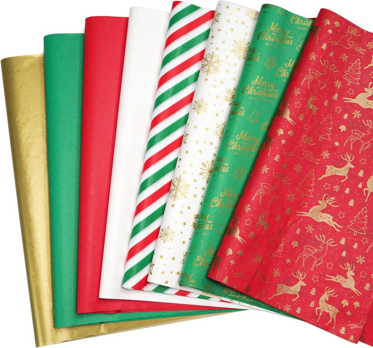 150 Vellen Kerst Inpakpapier Cadeaupapier Feestelijke Ontwerpen Sneeuwvlokken Rendieren