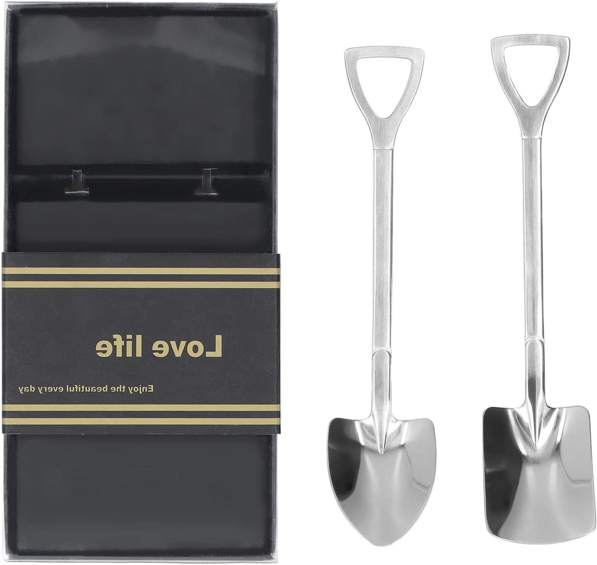 Rvs Schop Lepels Set - Theelepels Ijs Dessert Koffie - Suiker Watermeloen - Set van 2 stuks
