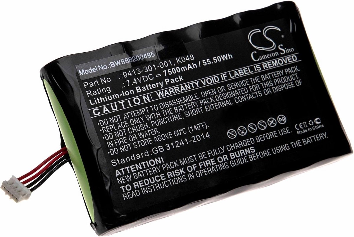 Oplaadbare Vervangende Batterij voor Zaklamp en Hoofdlampen (7500mAh, 7.4V, Li-Ion)