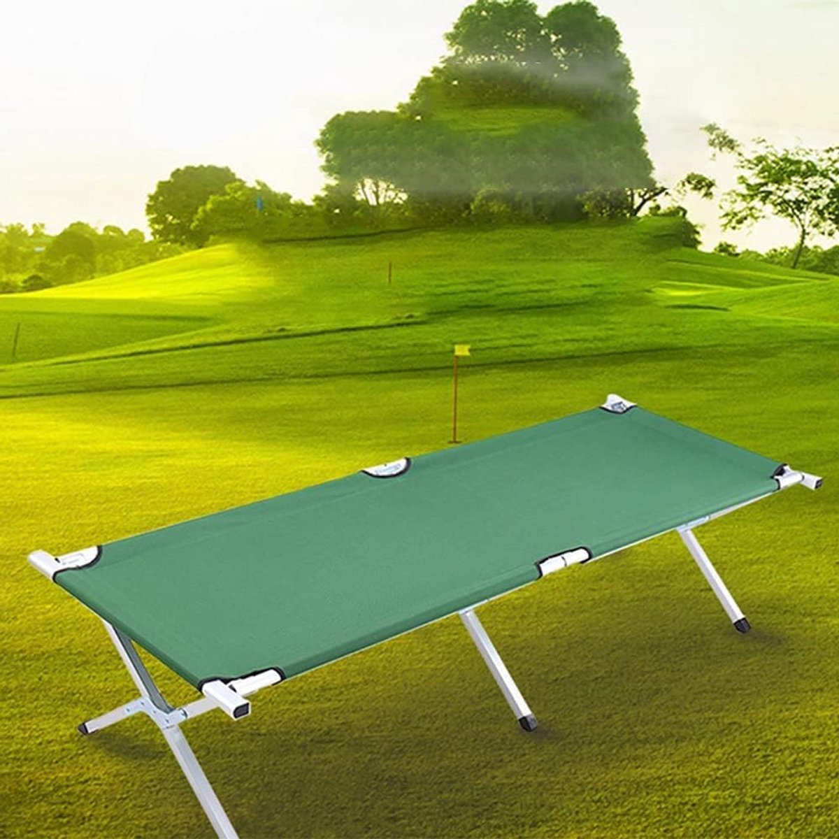 Opvouwbaar Campingbed met Verstelbare Rugleuning - Draagbaar en Stevig Ligbed (150 kg)