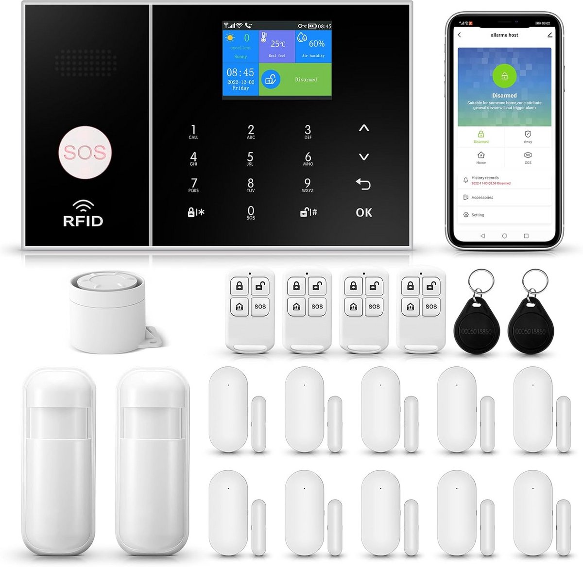 Slim Beveiligingssysteem - Draadloos Alarmpaneel - Thuis Beveiligen - 4G WiFi Melding - 22 x 15 x 10 cm - Multi