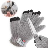 Snijbestendige Handschoenen Level 5 - Touchscreen - Anti-snij Keuken-/Werkhandschoenen met Ananaspatroon (Grijs) | Voor glas, snijden & vis | One size | 23 x 9 cm | 1 paar