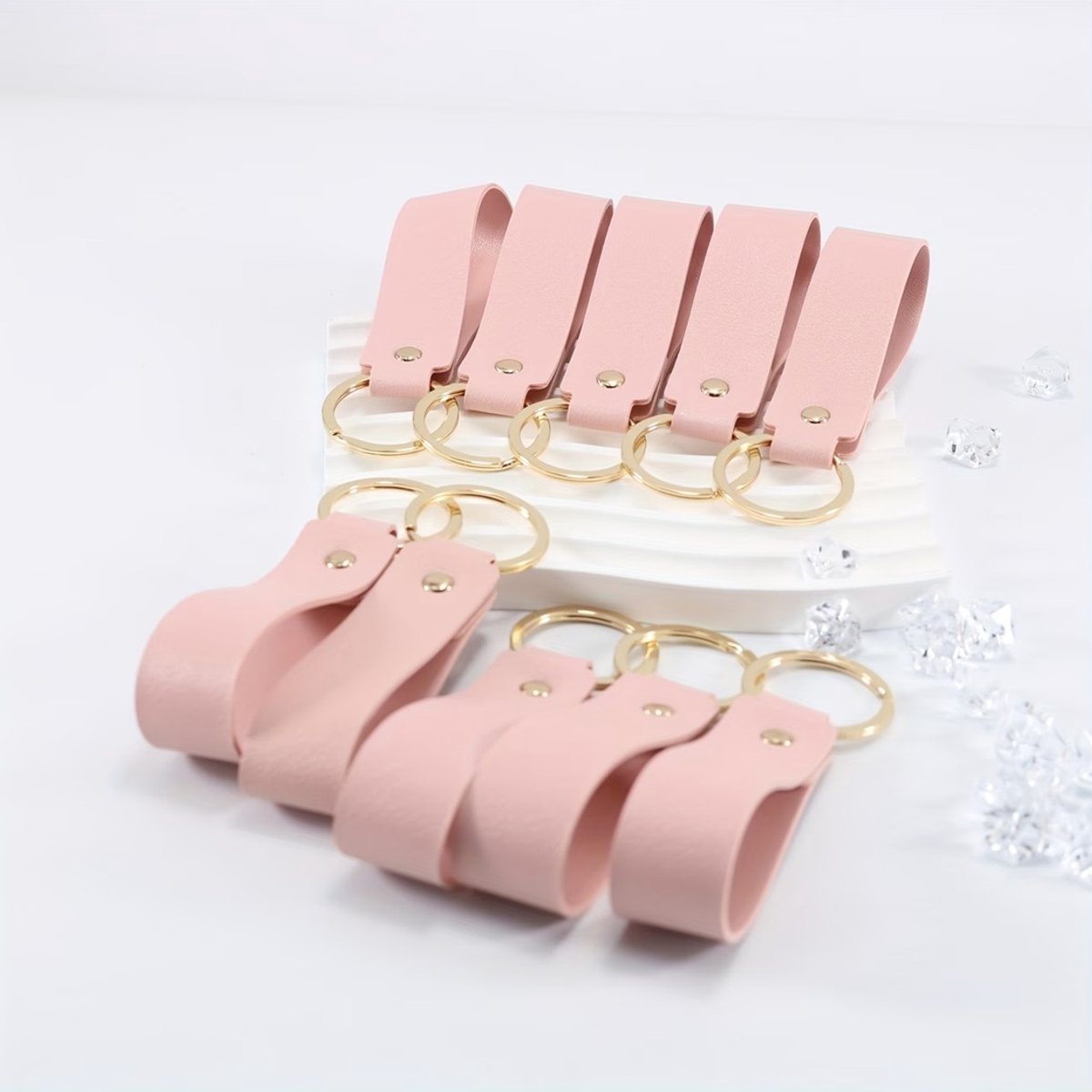 20 stuks luxe Sleutelhangers - Roze PU Leer - Hanger Goud - Dames & Heren Sleutel Hanger - Tashanger - Keychain Mode Cadeau - Imitatieleer - Fashion Auto Sleutelhanger
