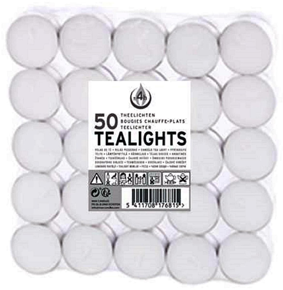 Theelichten - 4 Uur - 50 Stuks