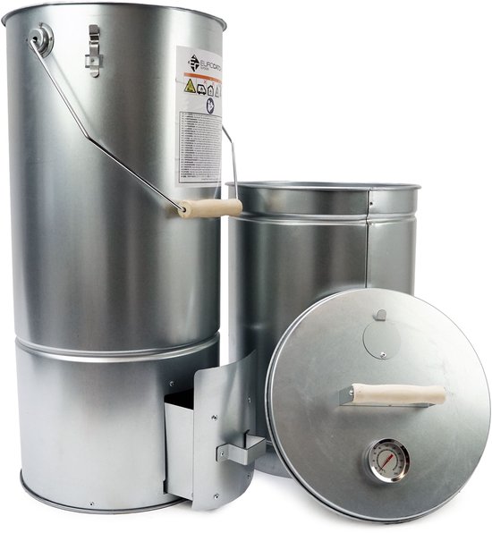 Eurocatch Telescopische Rookoven Rond 101 cm - Smoker voor Buiten met Thermometer en 10 Rookhaken - Verzinkt Metalen Rookkast / Rookton voor Vis, Vlees en BBQ Roken van Merkloos — afbeelding 4