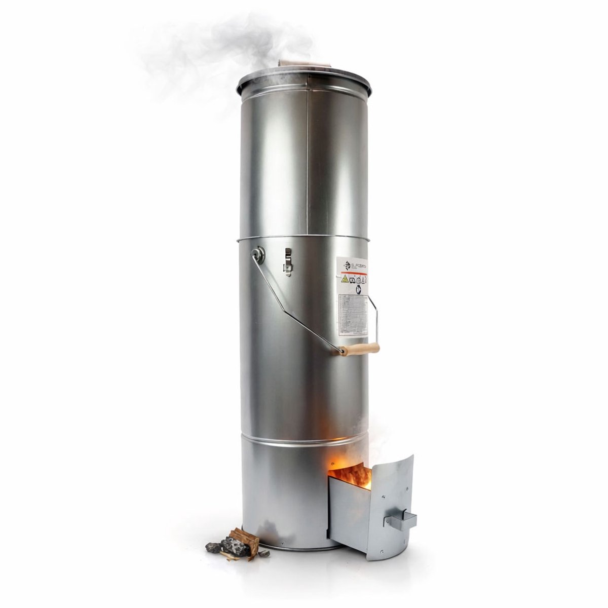 Eurocatch Telescopische Rookoven Rond 101 cm – Smoker voor Buiten met Thermometer en 10 Rookhaken – Verzinkt Metalen Rookkast / Rookton voor Vis, Vlees en BBQ Roken