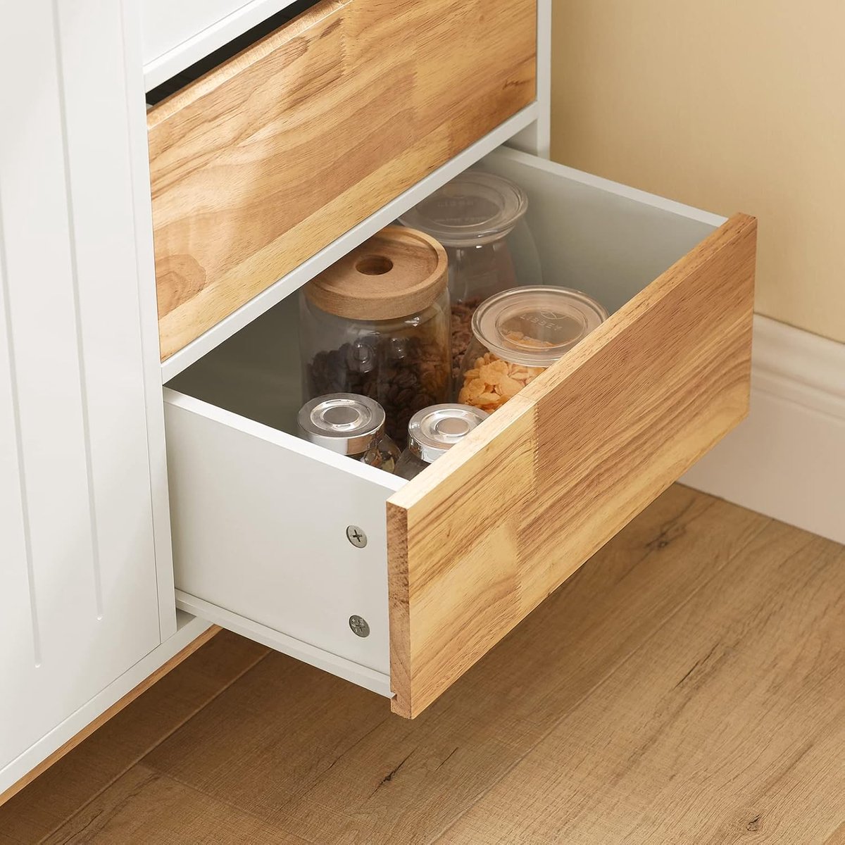Dressoir Keukenkast 120 cm – Multifunctionele Buffetkast, Opbergkast en TV-Meubel in Stijlvolle Wit-Hout Look NoviHome