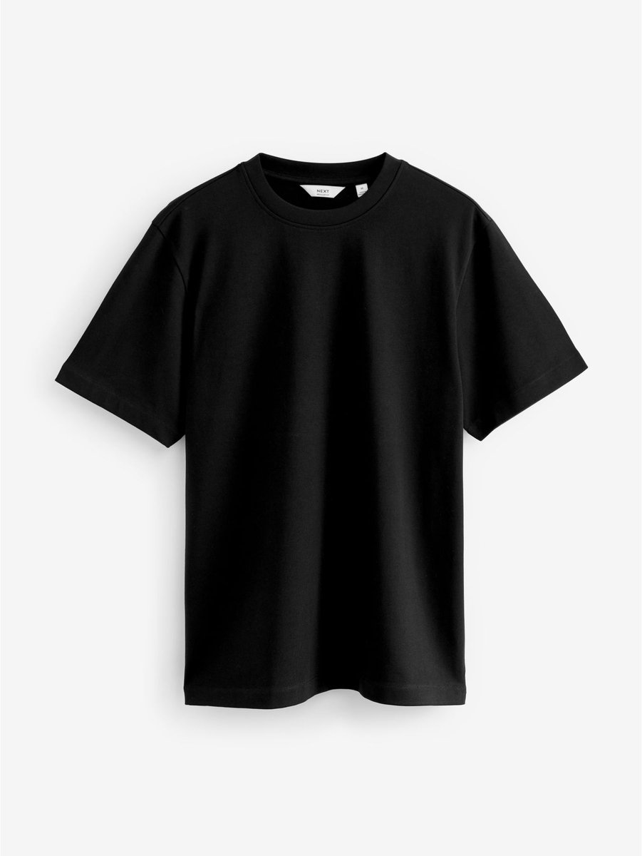 Next - Heren - Normale Pasvorm - Zwaar T-shirt - Zwart