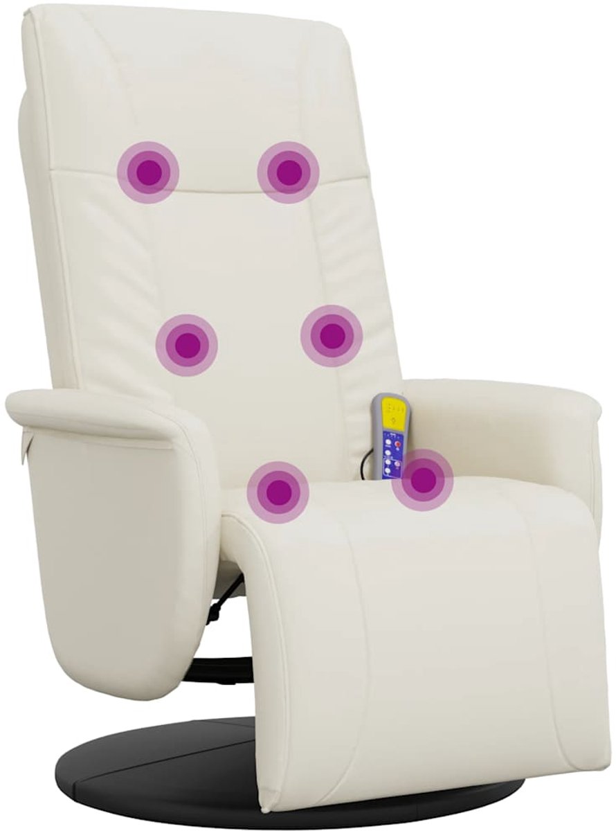 vidaXL Massagestoel - verstelbaar - met - voetensteun - kunstleer - crèmekleurig