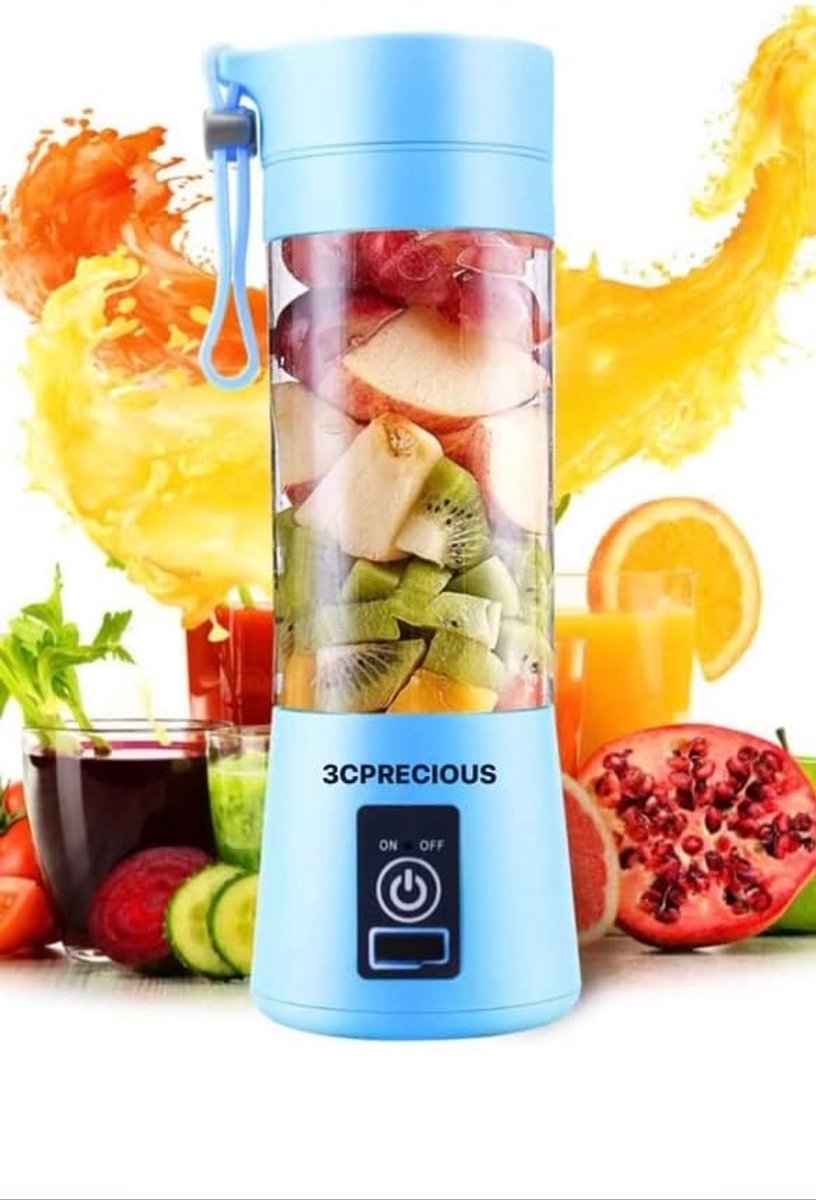 Draagbare Blender - Persoonlijke Juicer - Snelle Smoothies - Oplaadbaar Via USB - 380ml Capaciteit - Blauw