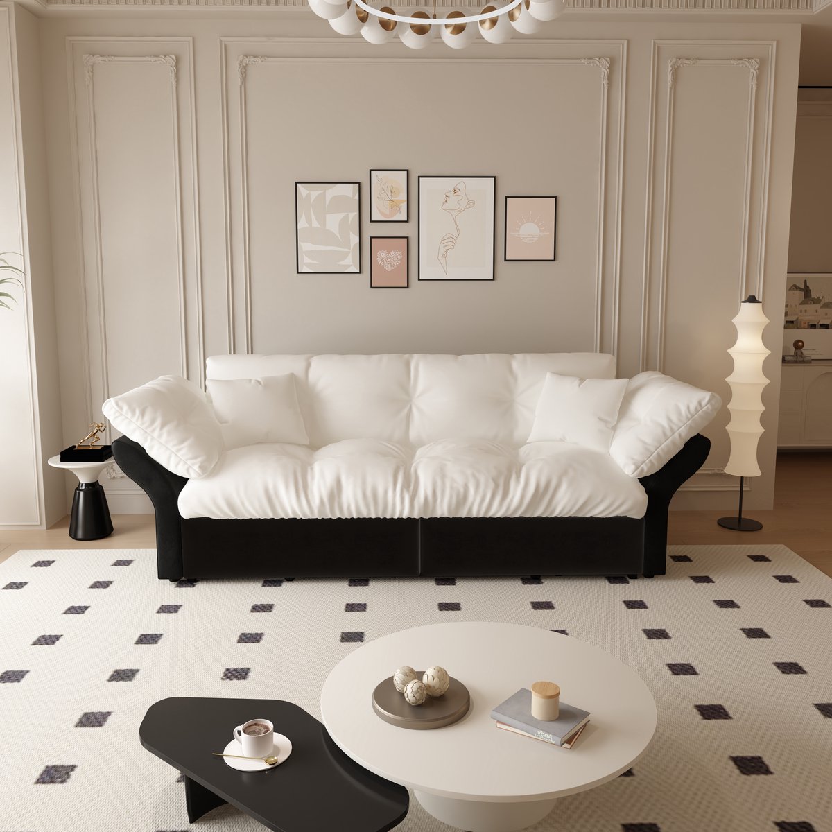 Wishdor Uitschuifbare Slaapbank - 3-In-1 Converteerbaar - Modern - Voor Woonkamer Of Slaapkamer - Velours - Beige - 190 X 85 X 91 Cm