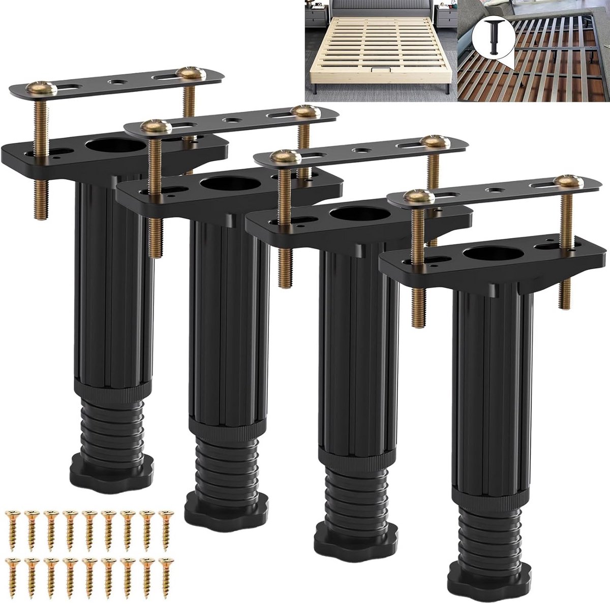 Meubelpoten Set - Verstelbare Steunen - Meubels Stabiliseren - Antislip Bodem - 18-33 cm - Zwart