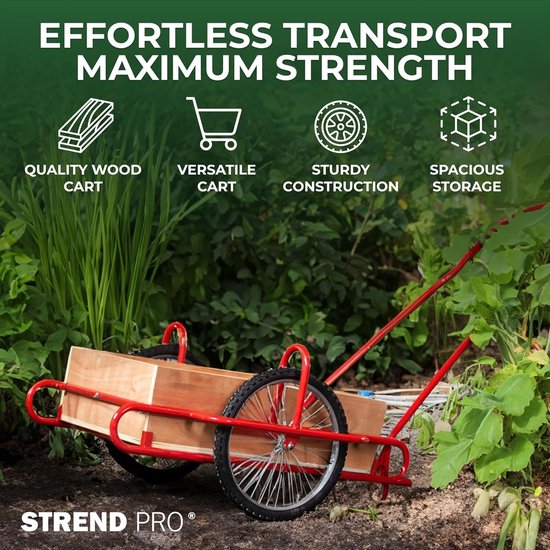 Bolderkar - Handwagen - Tuin transport - Houten mand 18mm - 90x63x25 cm van Merkloos — afbeelding 3
