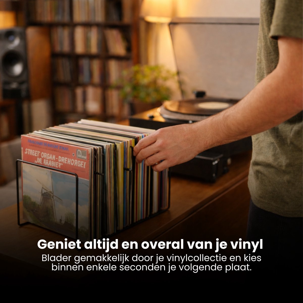 LP Opbergsysteem - Zwart metalen rek voor 50-60 platen - Vinyl
