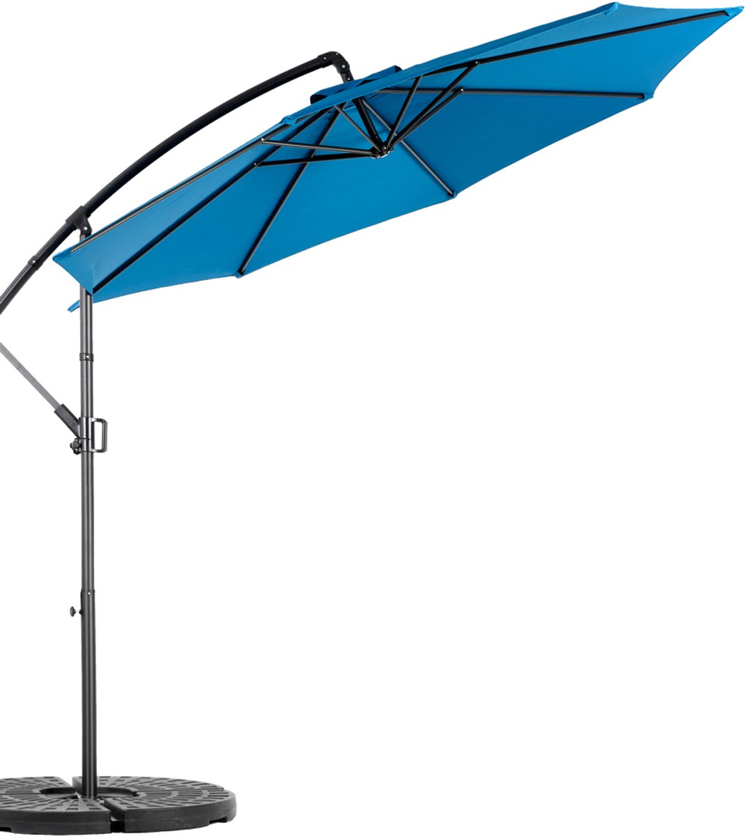 BLACKCOLORS Dubbelzijdige rechthoekige parasol van 14,8 voet met slinger (blauw) (zonder voet)