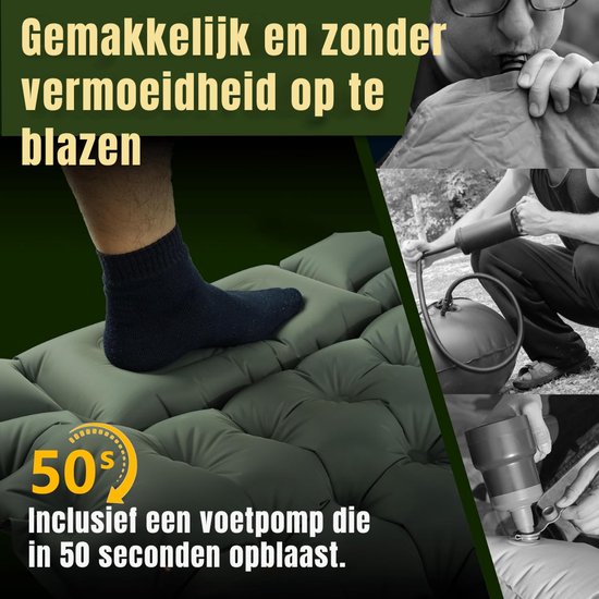 SVN® Luchtbed met Ingebouwde Pomp - Luchtbed met Pomp - Luchtbed - 8cm Dik - Legergroen - ‎195cm x 65cm x 12cm van Svn — afbeelding 3