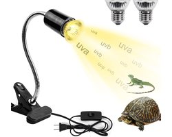 Reptiel Warmtelamp 50W - UVA+UVB Basking Licht - 360° Draaibare Klem - Voor Schildpadden, Hagedissen & Slangen - Compleet Terrarium Verlichtingsset
