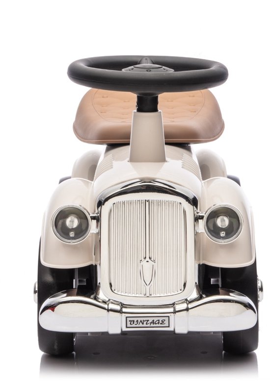 Eco Toys - Retro Loopauto - Wit - Met Claxon & Opbergruimte - Lekvrije EVA Banden - Vanaf 18 Maanden - Max. 25 kg