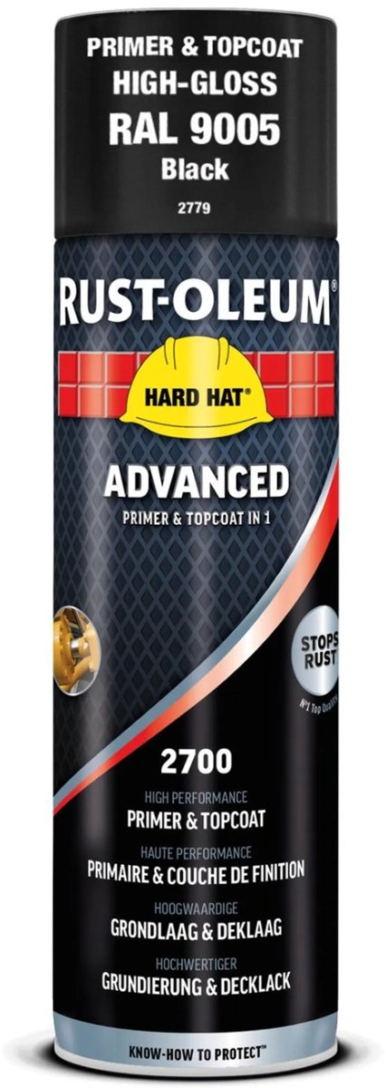 Rust-Oleum Grondverf & Lak in 1 spuitbus ZWART GLANS - RAL9005