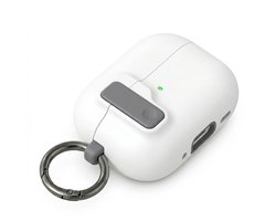 Luxe beschermhoes voor AirPods Pro 3 – Minimalistisch design met sleutelring (Wit)