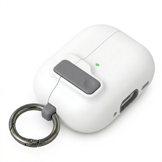 Luxe beschermhoes voor AirPods Pro 3 – Minimalistisch design met sleutelring (Wit)
