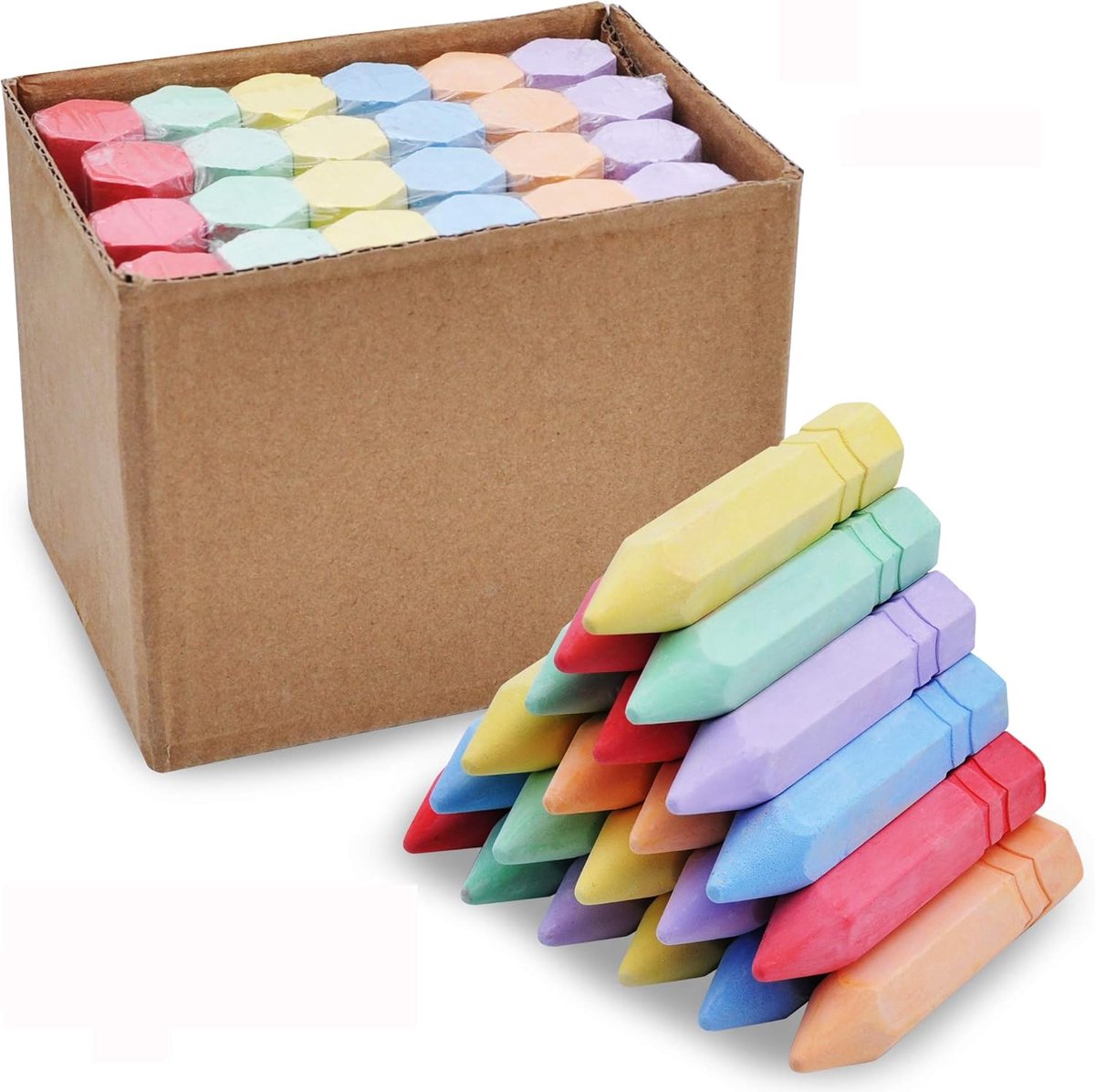 Krijt Kegels - Stoepkrijt Set - Buiten Kunst Maken - Niet Giftig Wasbaar - 24 Stuks - Veelkleurig