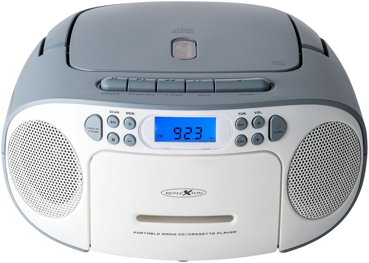 Reflexion RCR2260BL Radio/CD-speler VHF (FM) AUX, CD, Cassette Blauw-wit