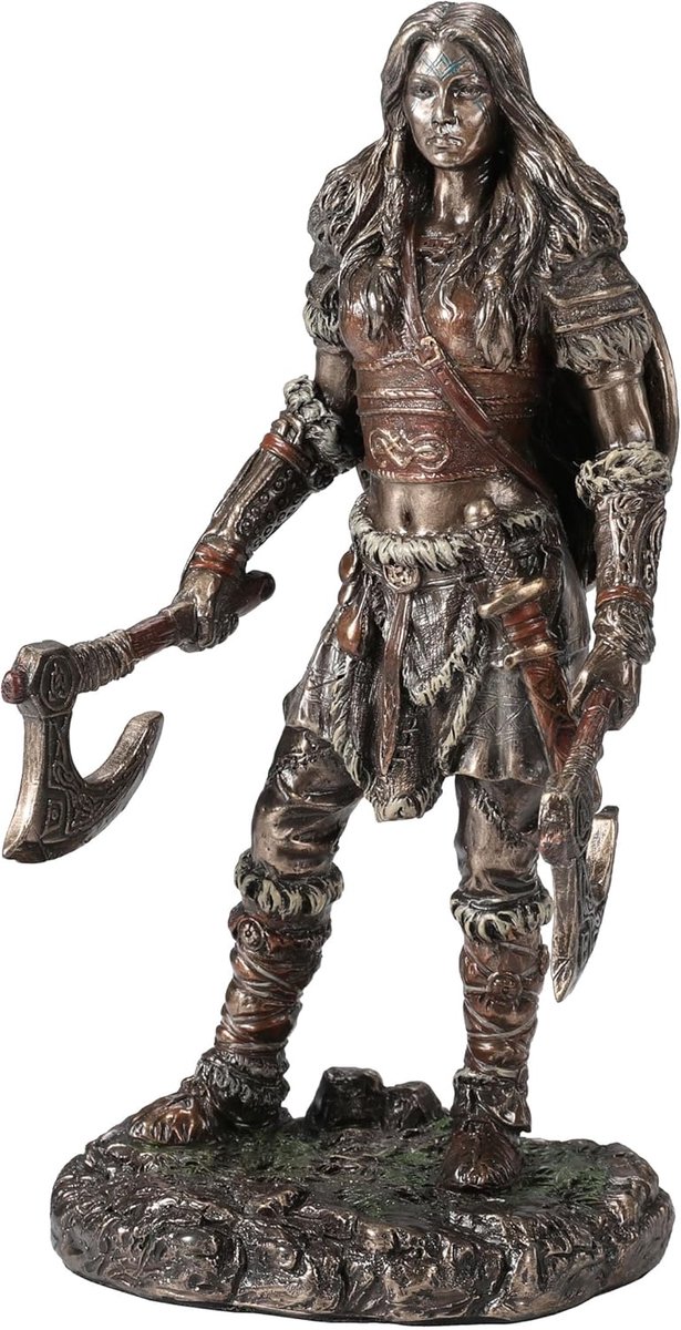 Veronese Design - Viking Twin Axes Female Warrior – Kracht, Moed en Eer - Beeld 15,5 cm