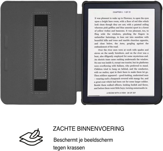 Lunso Geschikt voor Kobo Clara BW / Clara Colour hoesje (6 inch) - Vegan Saffiano Leren Sleep Cover - Candy Floss — afbeelding 5