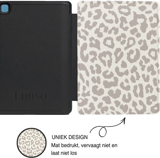 Lunso Geschikt voor Kobo Aura Edition 2 hoesje (6 inch) - Vegan Saffiano Leren Sleep Cover - Calm Serengeti van Lunso — afbeelding 5