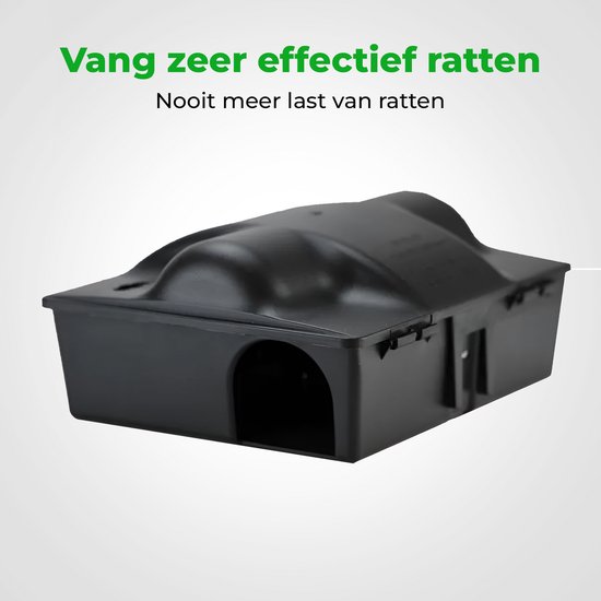 Grijze rattenvoerdoos met een gesloten, gestroomlijnd ontwerp, getoond op een lichte achtergrond.
