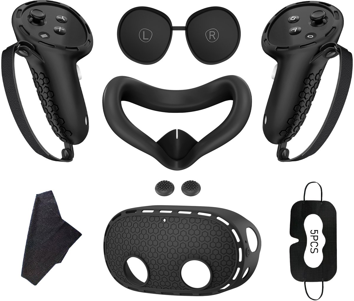 7-stuks Siliconen Set – Geschikt voor Meta Quest 3s – Bescherming & Comfort – Controller, Headset & Gezichtsmasker