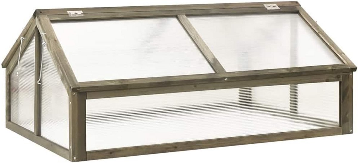 Houten Kweekbak - Houten Kas - Planten Beschermen - Scharnierend Deksel - 114x80x50 cm - Grijs