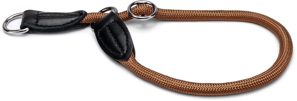 lionto Hondenhalsband, nylon slipband met stopring Ø 1 cm bruin 45 cm
