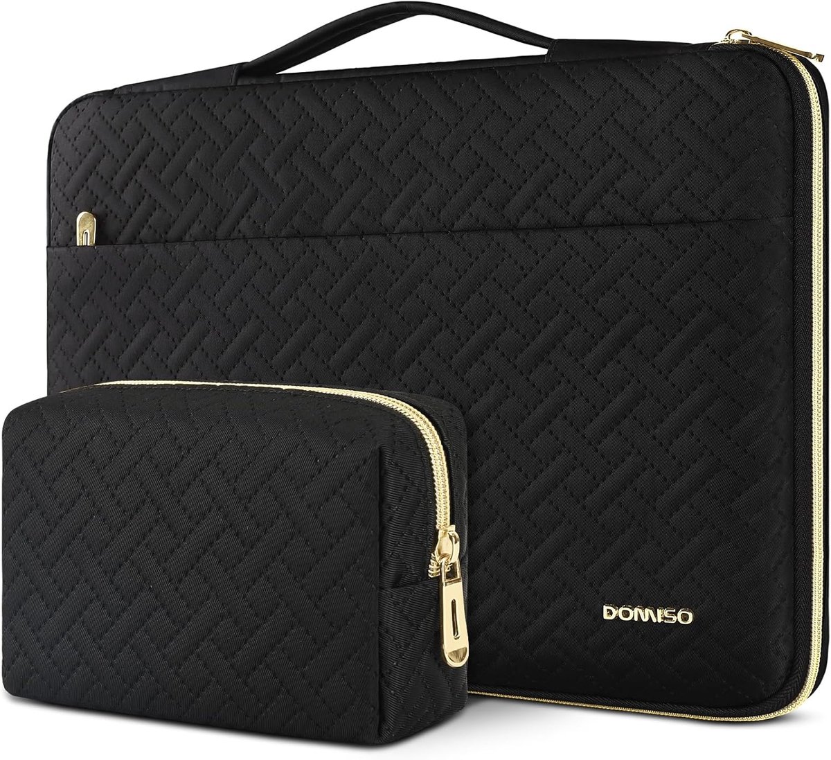 Laptophoes 14 inch waterdicht – Universele laptoptas en beschermhoes voor notebook, PC, HP, Dell, Lenovo ThinkPad, Samsung, Chromebook – zwarte sleeve / aktetas met accessoirevak