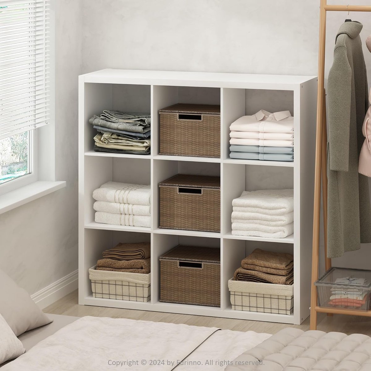 Open Kast Kubus Organizer met 9 Vakken voor Kleding en Opslag, Wit