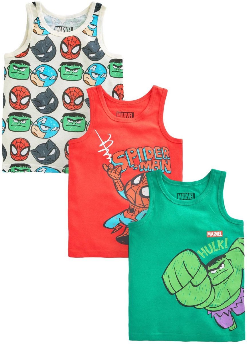 Next - Jongens - Marvel set van 3 hemdjes van 100% katoen - Groen