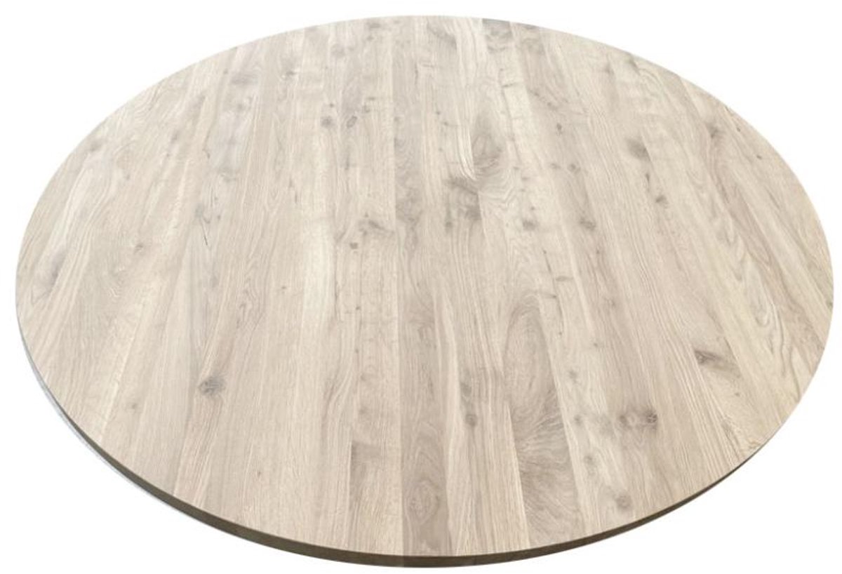 FLE - Eiken salon tafelblad rond, diameter 80 cm en dikte 4 cm massief eiken