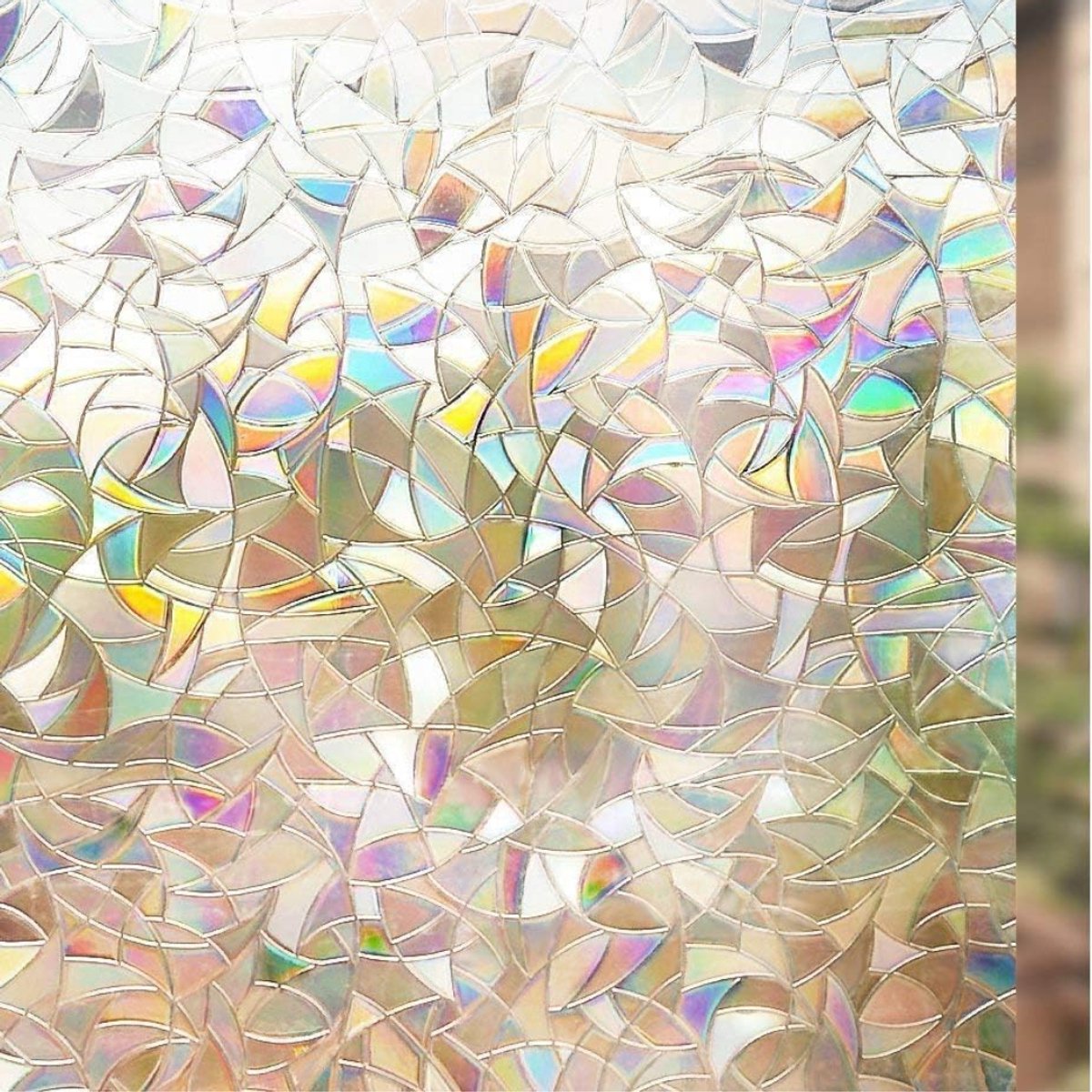 SNJY® Raamfolie Anti Inkijk - Raamfolie Statisch - Raamfolie Zelfklevend - Zonwerend - 44,5 x 200 cm - Regenboogeffect