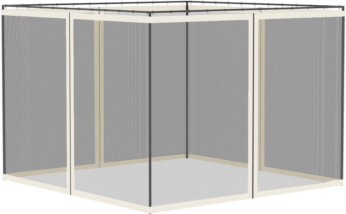 Outsunny-Gaasschermen voor tuinpaviljoen - Nylon - 302x207cm - Zwart