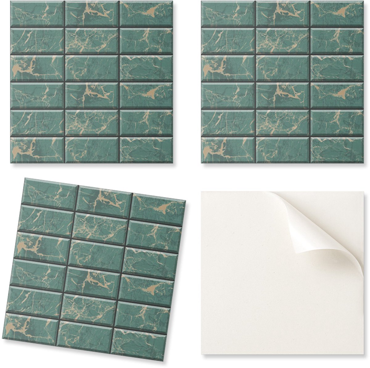 Decoratieve tegels met afbeeldingen, zelfklevend, marmerpatroon, 4x50x50 cm