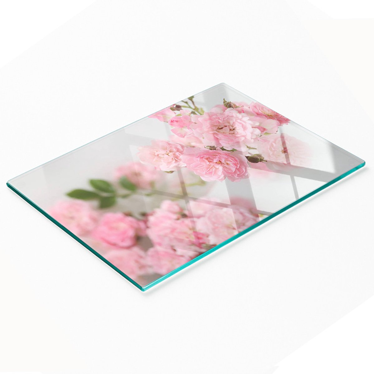 Gehard multifunctioneel decoratief bord van glas met wilde rozen, 80x52 cm