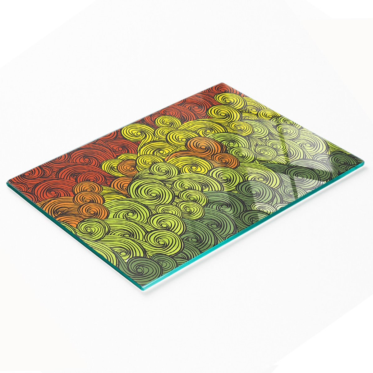 Decoratieve glazen serveerplank voor snacks, kleurrijke golven, 80x52 cm