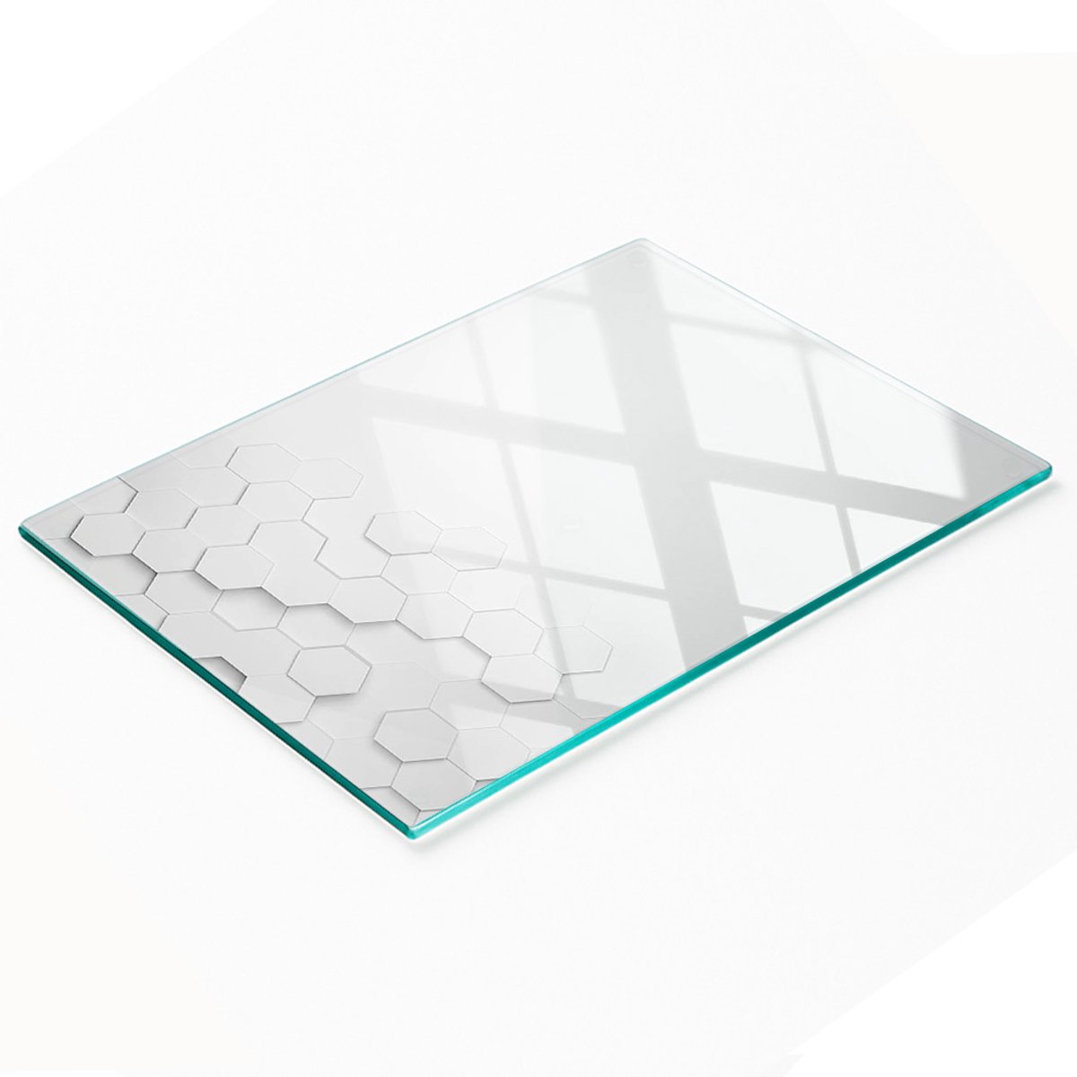 Decoratieve serveerplank van glas met zeshoekige vormen, 80x52 cm