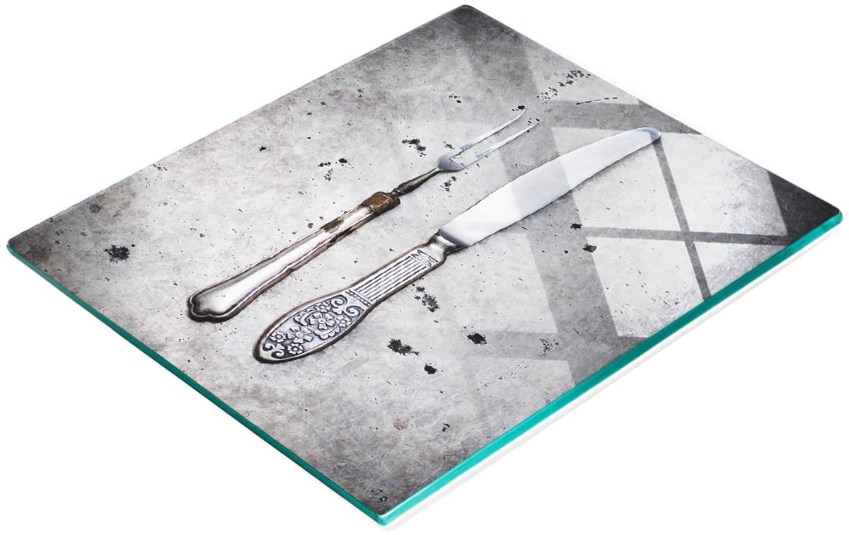 Multifunctionele decoratieve snijplank van gehard glas voor de keuken, 60x52 cm